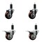 Service Caster 3'' Maroon Poly Swivel 1-1/4'' Expanding Stem Caster Set 2 Total Lock Brakes, 4PK SCC-EXTTL20S314-PPUB-MRN-2-S-2-114 - alternate 1